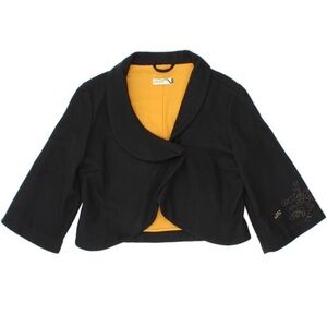 Skunkfunk Black Jacket w/ Mustard Lining Decorative Embroidery Embellishment